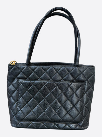 Chanel Black Caviar Quilted Medallion Tote Bag