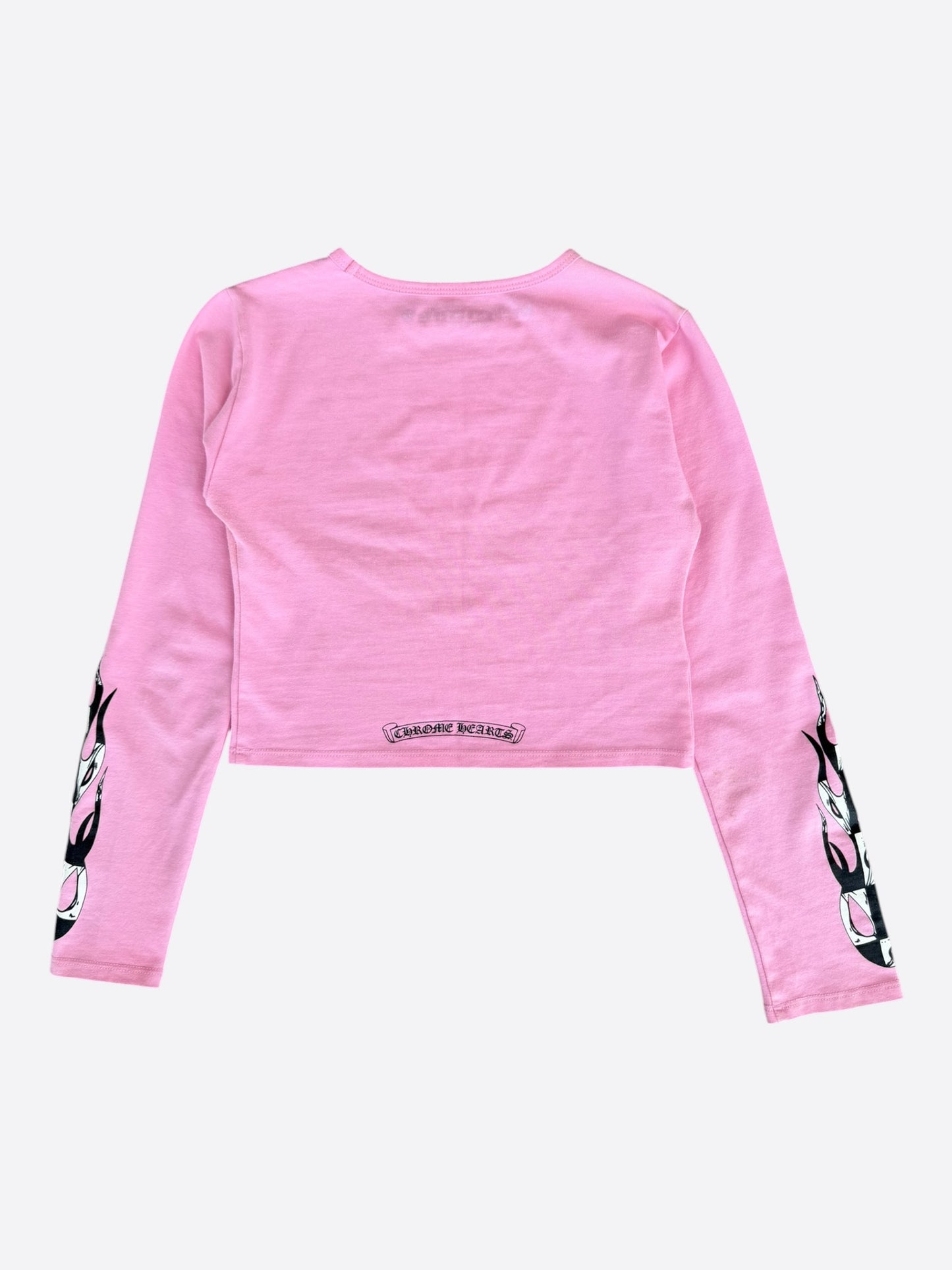 Chrome Hearts Matty Boy Pink Flame Women's Longsleeve Crop Top