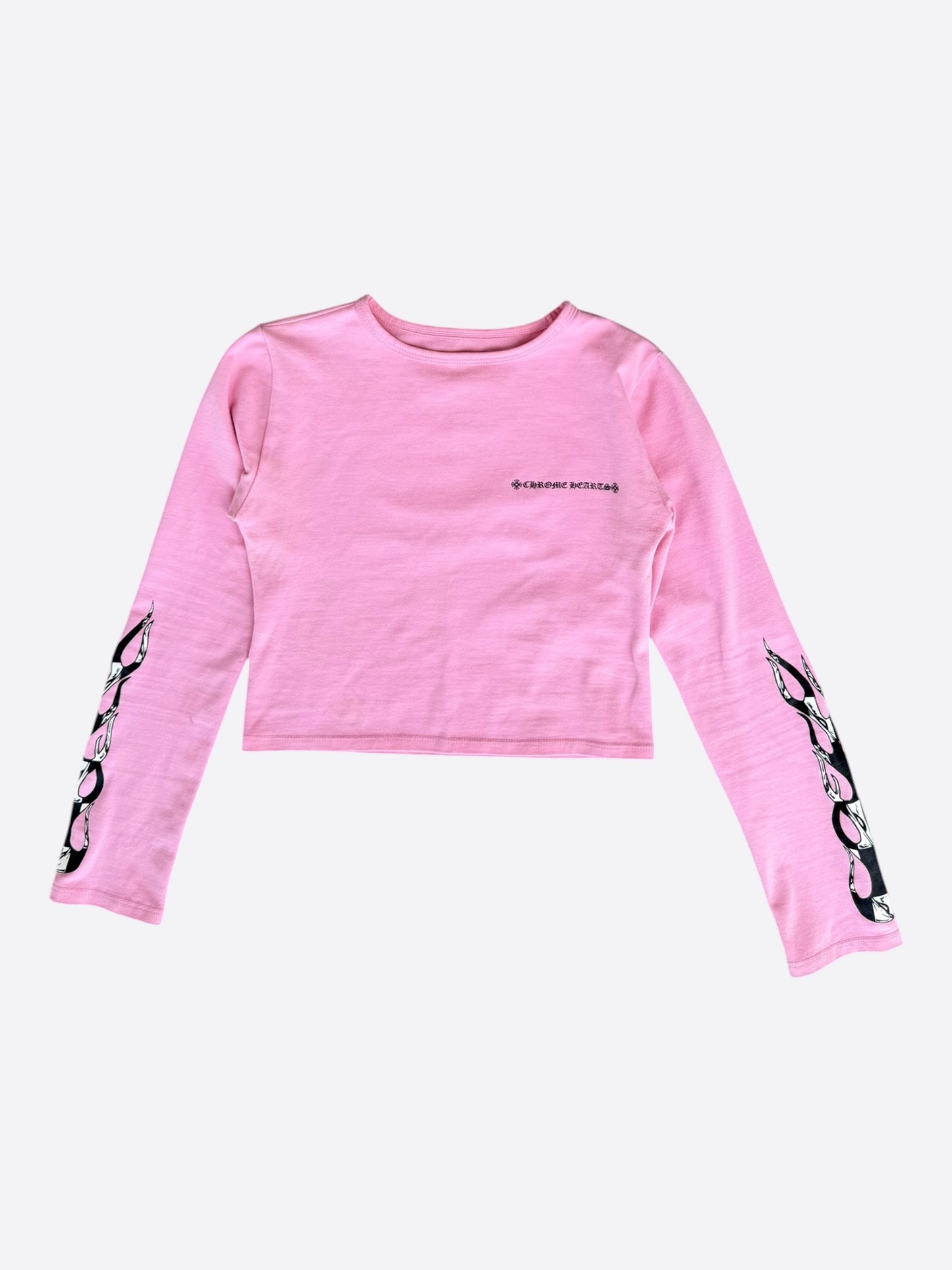 Chrome Hearts Matty Boy Pink Flame Women's Longsleeve Crop Top