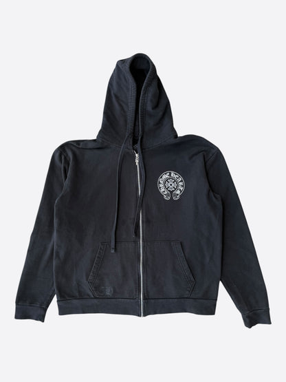 Chrome Hearts Black & White Las Vegas Horseshoe Logo Zip Up Hoodie