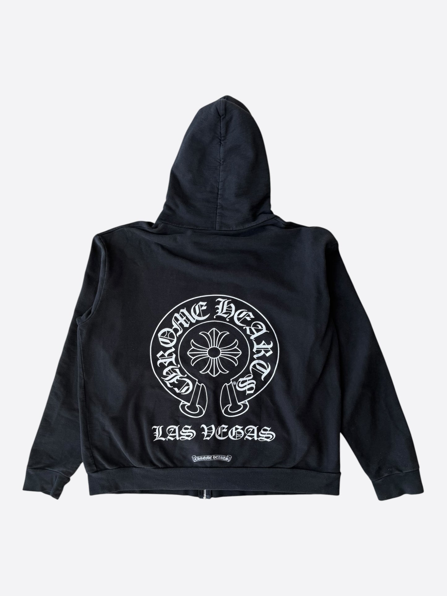 Chrome Hearts Black & White Las Vegas Horseshoe Logo Zip Up Hoodie