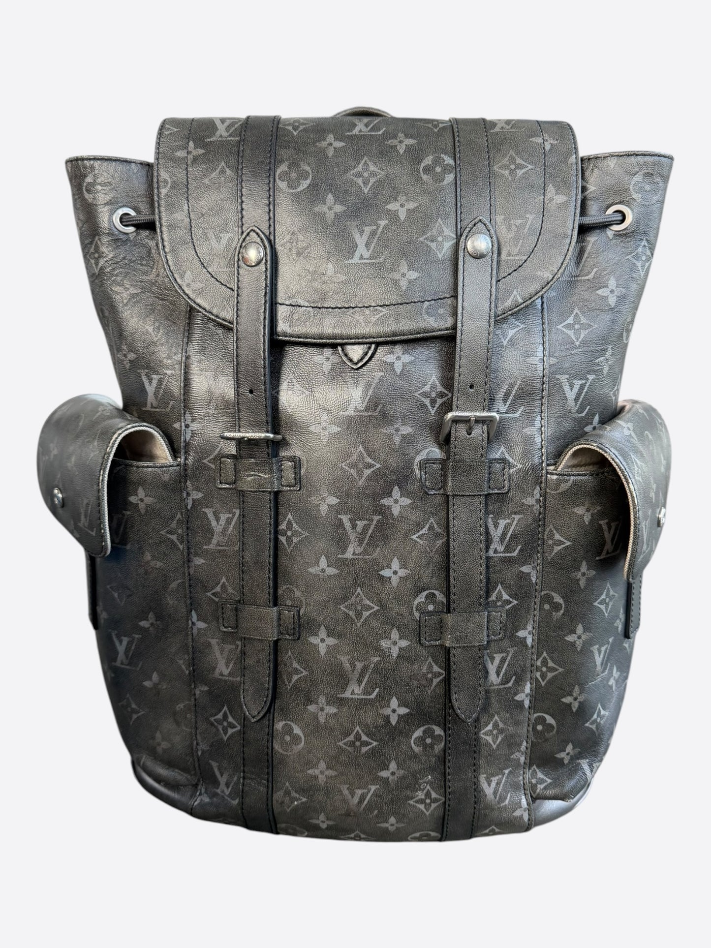 Louis Vuitton Black Brushed Monogram Christopher MM Backpack