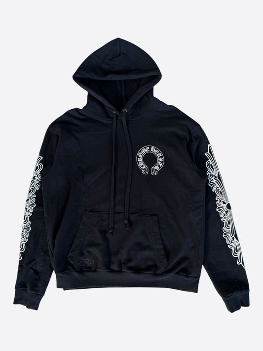 Chrome Hearts Black & White Horseshoe Logo Hoodie
