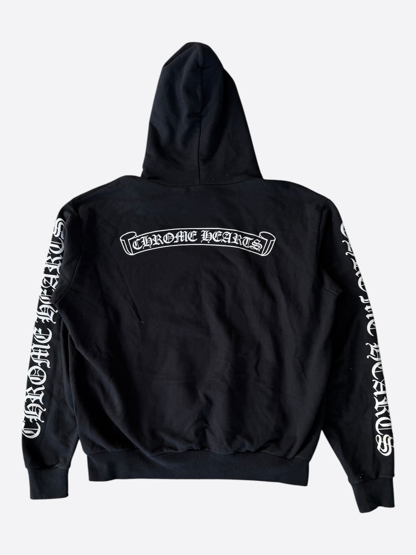 Chrome Hearts Black & White Scroll Logo Hoodie