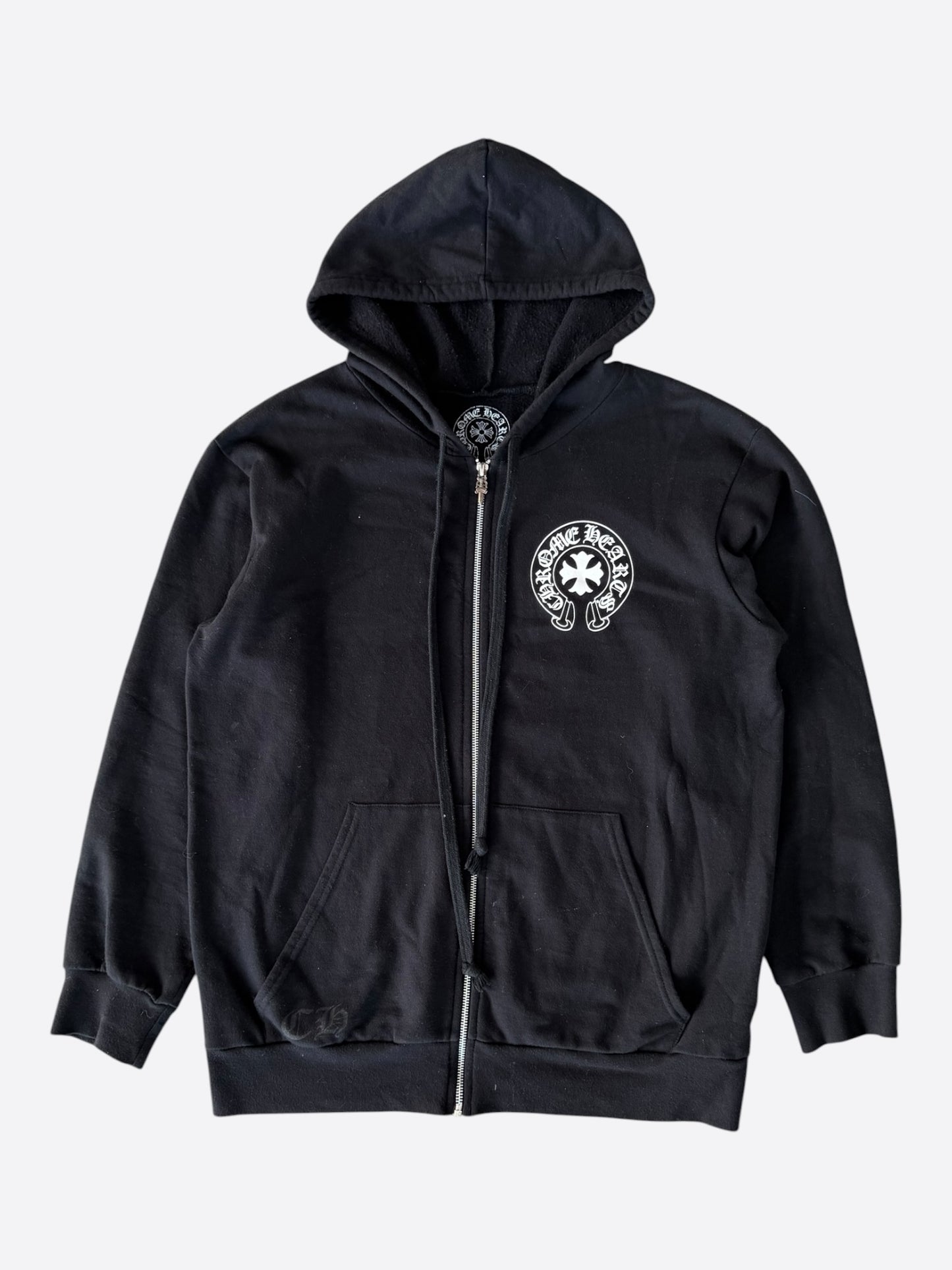 Chrome Hearts Black & White Eyechart Zip Up Hoodie