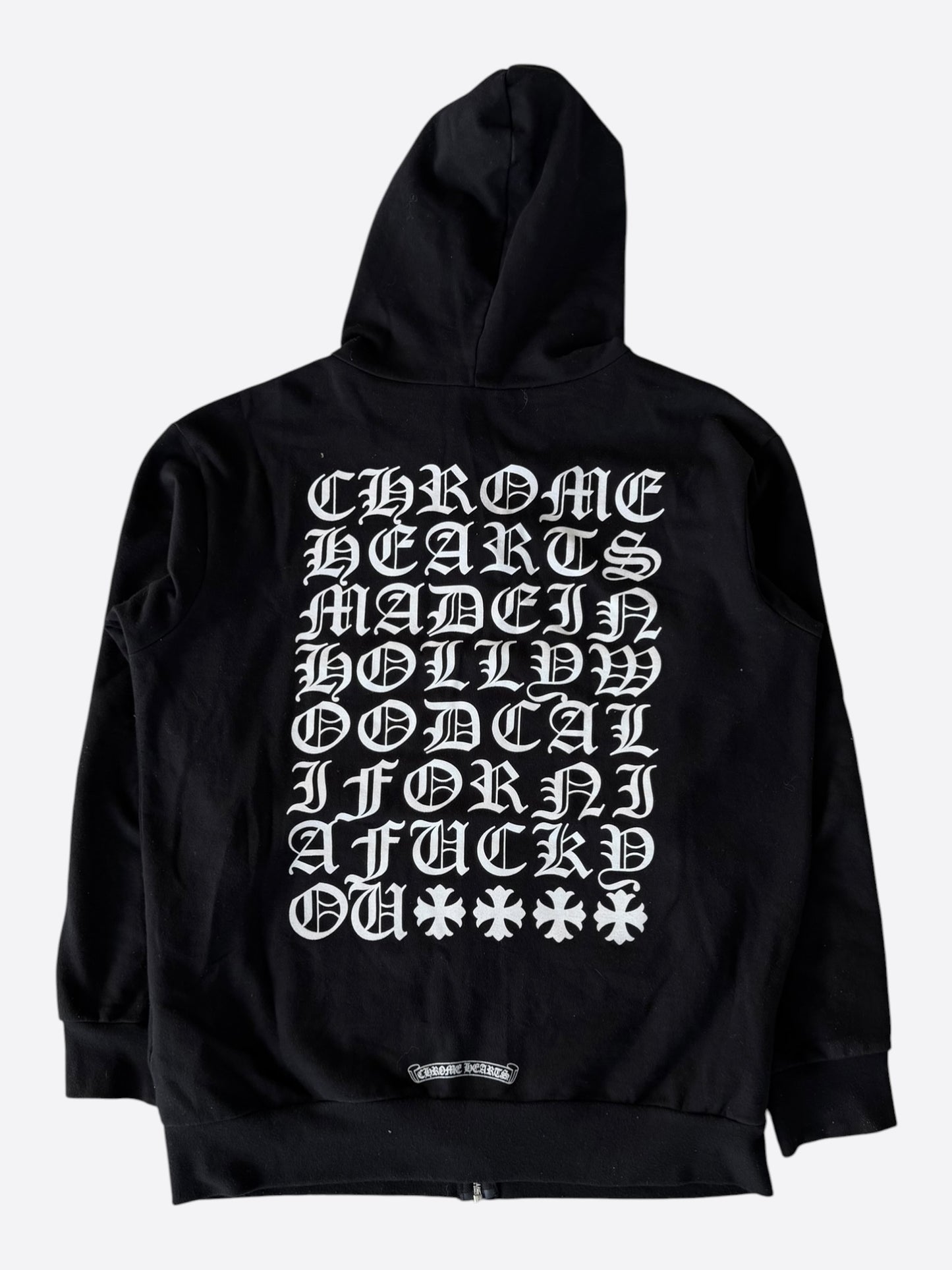 Chrome Hearts Black & White Eyechart Zip Up Hoodie