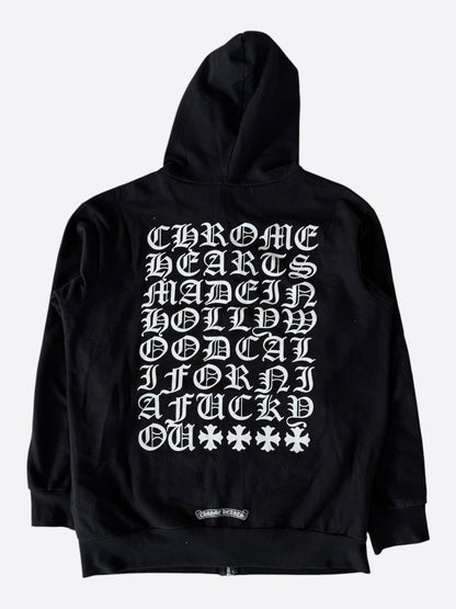 Chrome Hearts Black & White Eyechart Zip Up Hoodie