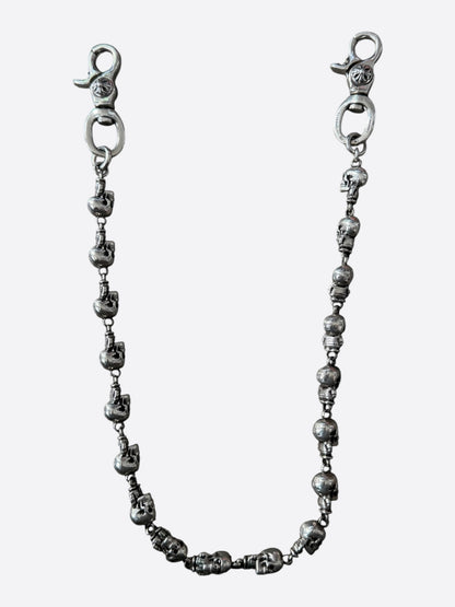 Chrome Hearts Silver & Pink Ruby Foti Skull Wallet Chain