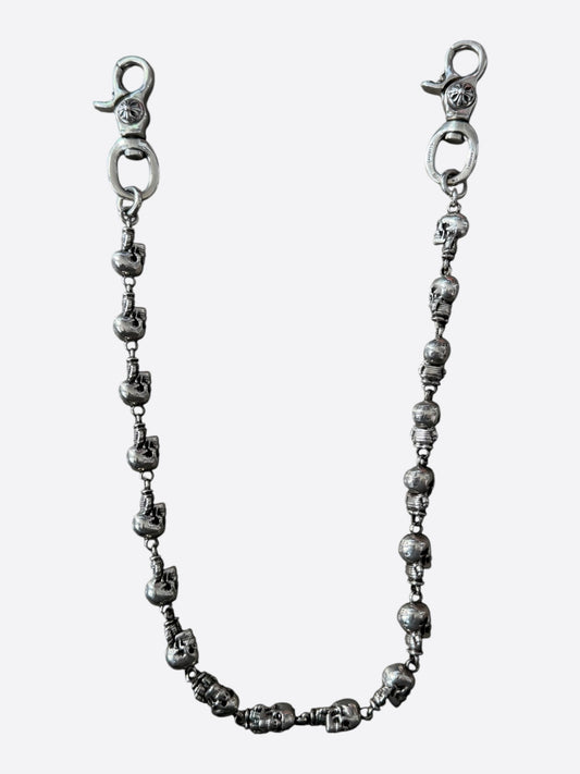 Chrome Hearts Silver & Pink Ruby Foti Skull Wallet Chain
