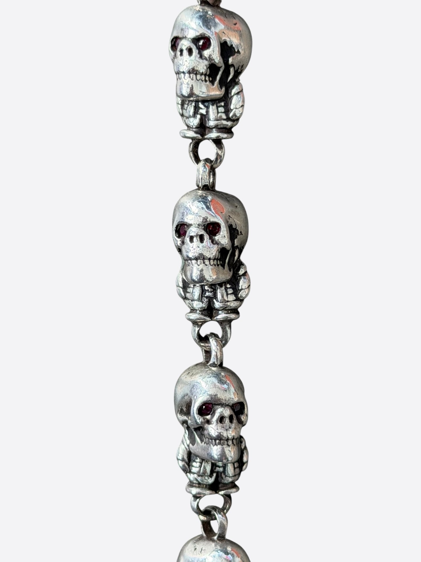 Chrome Hearts Silver & Pink Ruby Foti Skull Wallet Chain