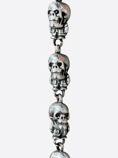Chrome Hearts Silver & Pink Ruby Foti Skull Wallet Chain