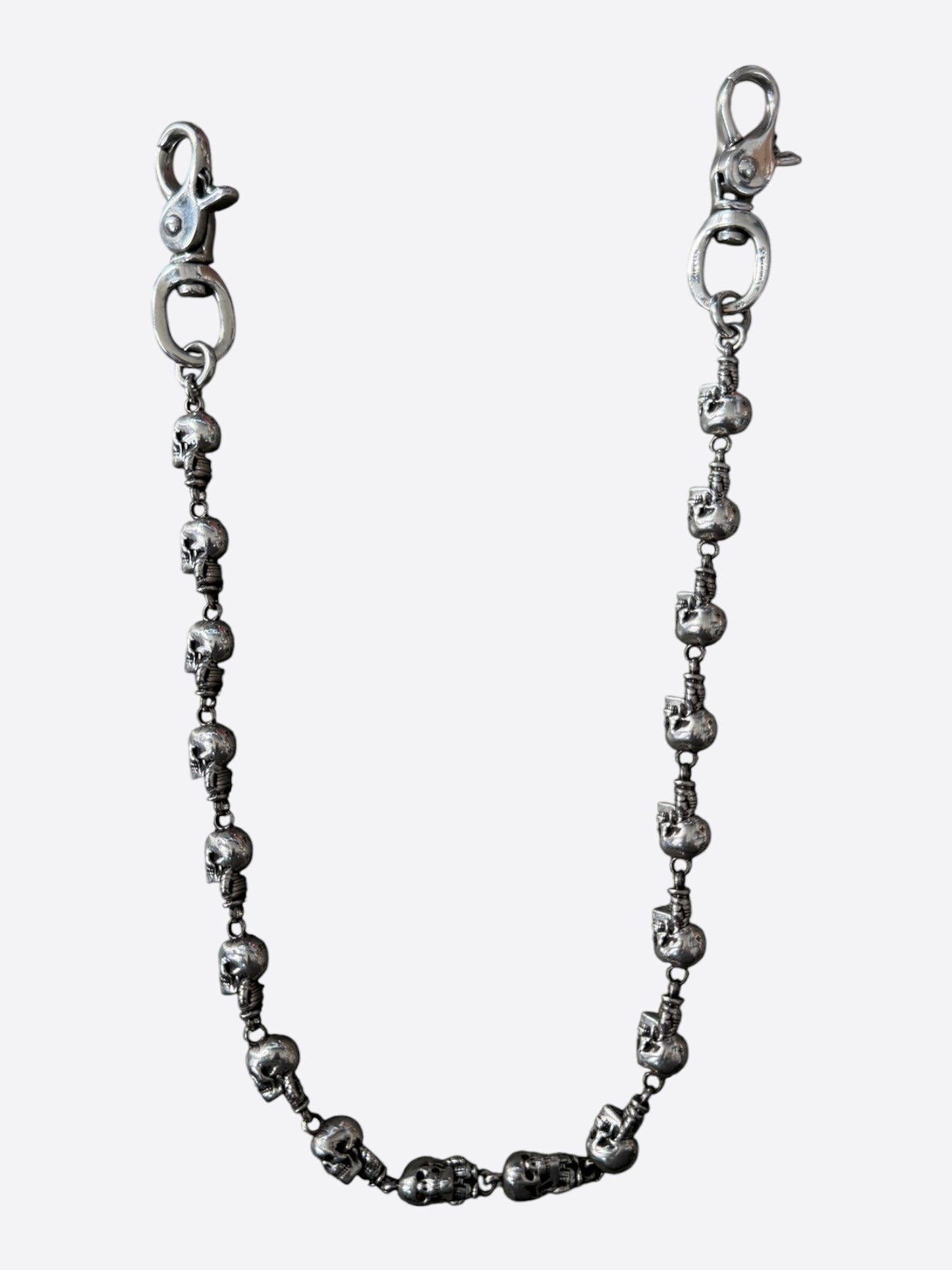 Chrome Hearts Silver & Pink Ruby Foti Skull Wallet Chain