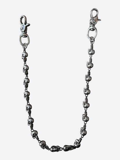 Chrome Hearts Silver & Pink Ruby Foti Skull Wallet Chain