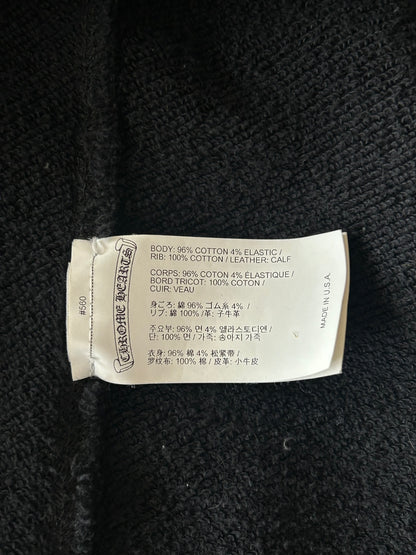 Chrome Hearts Black Leather Cross Patch Zip Up Hoodie