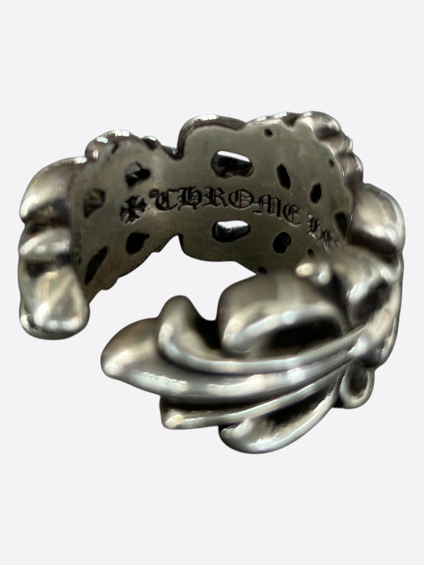 Chrome Hearts Silver Cross Floral Ring