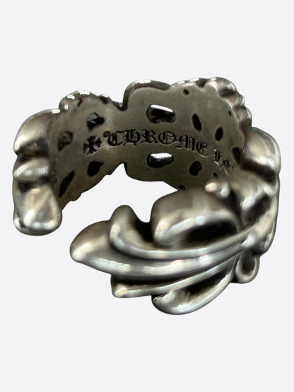 Chrome Hearts Silver Cross Floral Ring