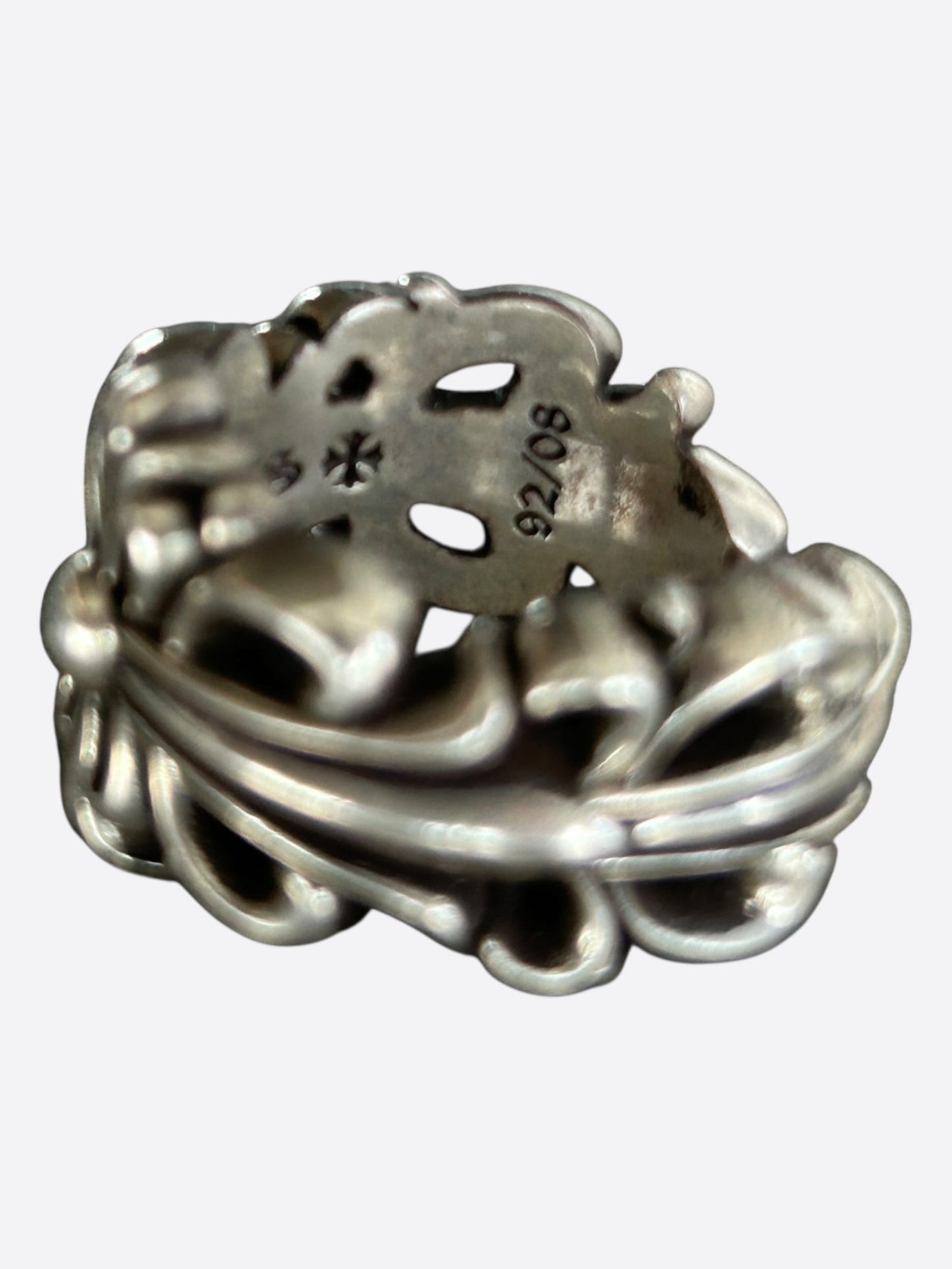 Chrome Hearts Silver Cross Floral Ring