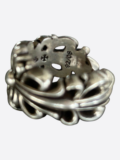 Chrome Hearts Silver Cross Floral Ring