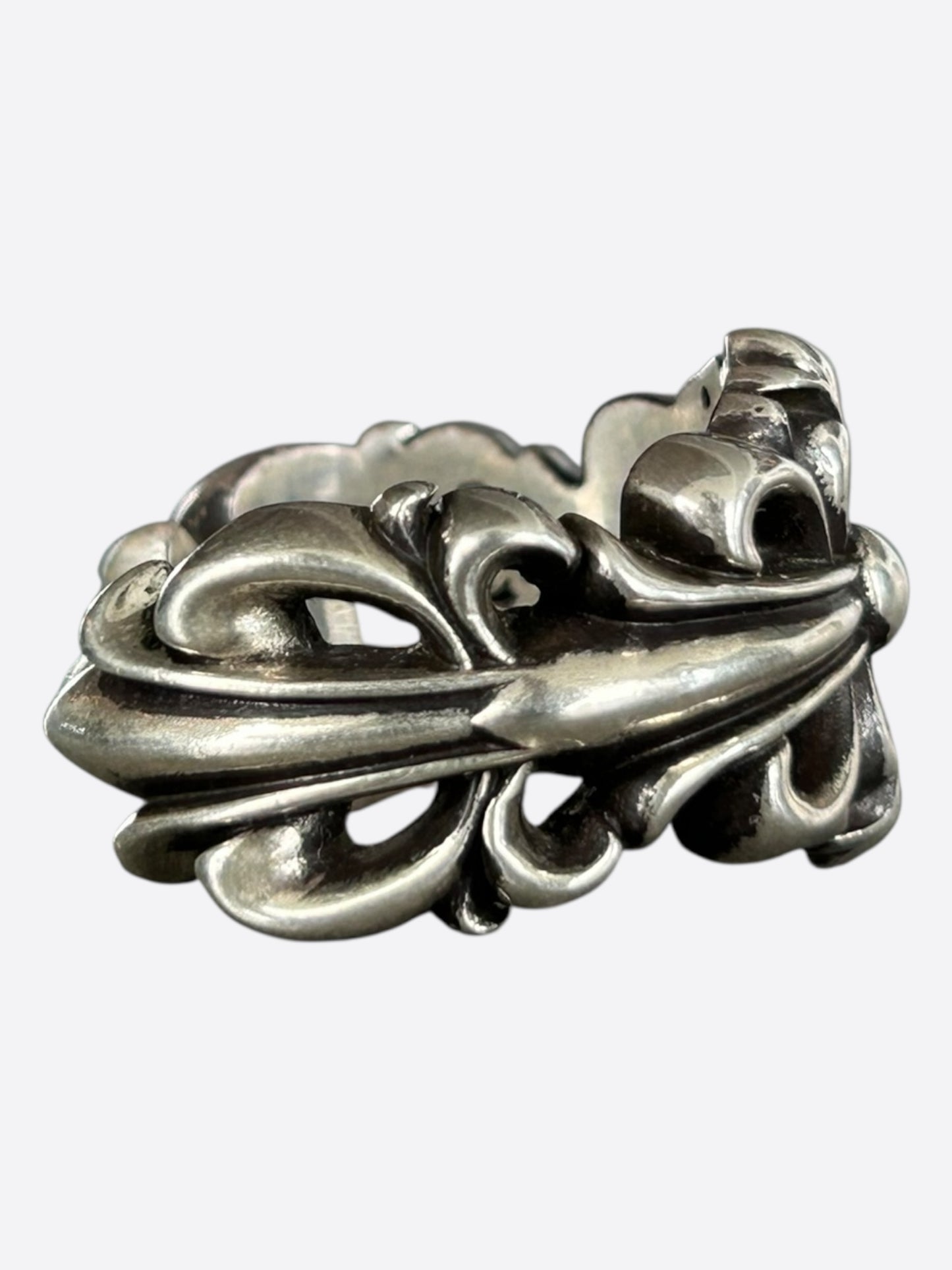Chrome Hearts Silver Cross Floral Ring