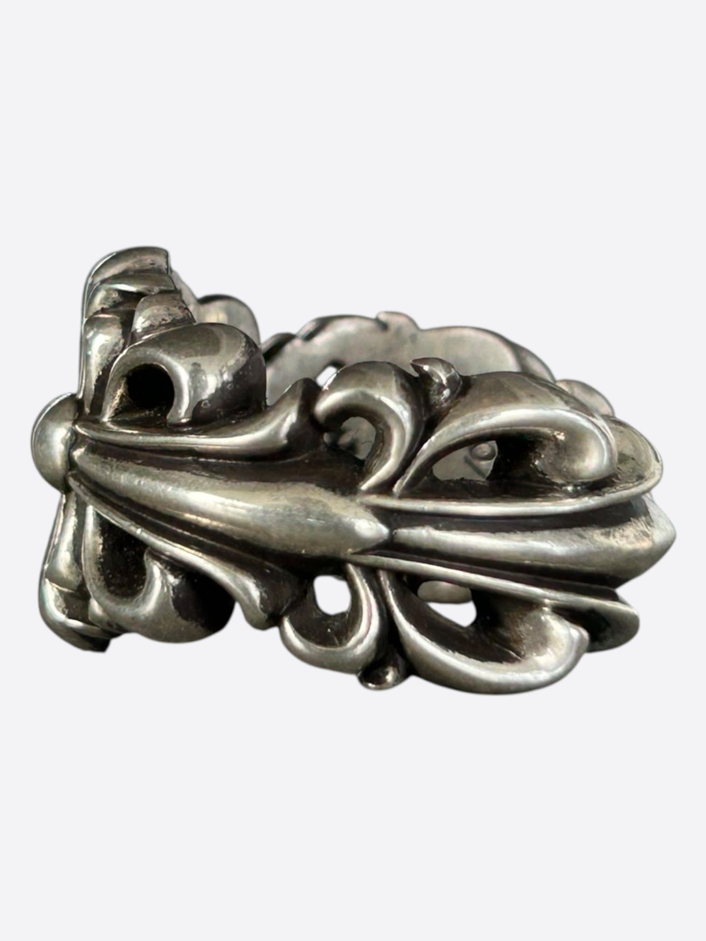 Chrome Hearts Silver Cross Floral Ring