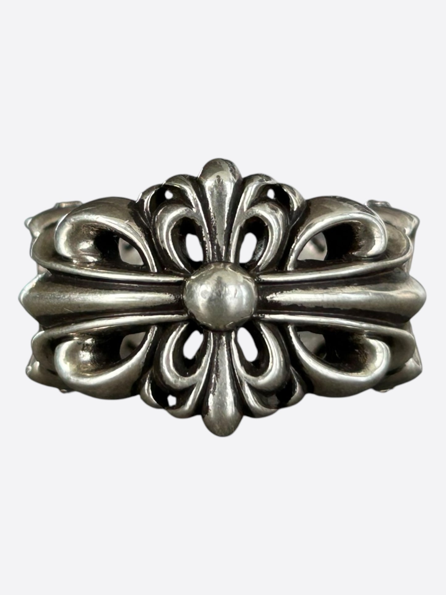 Chrome Hearts Silver Cross Floral Ring