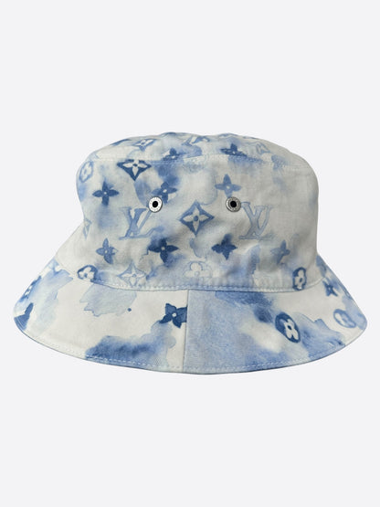Louis Vuitton Blue & White Denim Monogram Reversible Bucket Hat