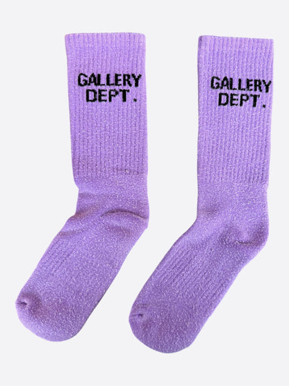 Gallery Dept Fluorescent Purple & Black Logo Socks