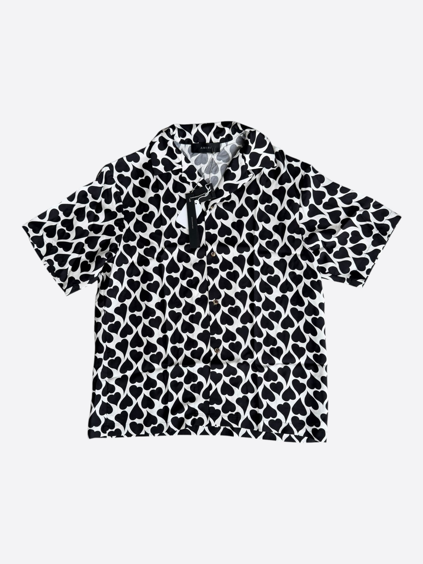 Amiri White & Black Heart Button Up Shirt