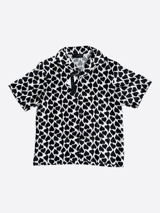 Amiri White & Black Heart Silk Button Up Shirt