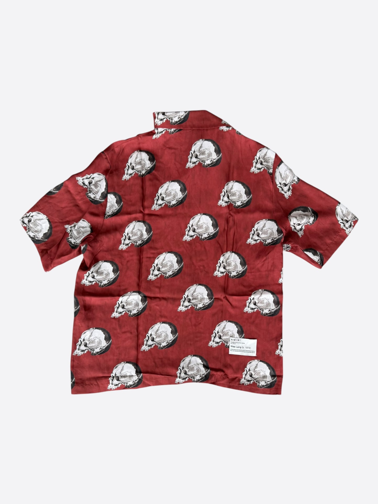 Amiri Red Skulls Silk Button Up Shirt