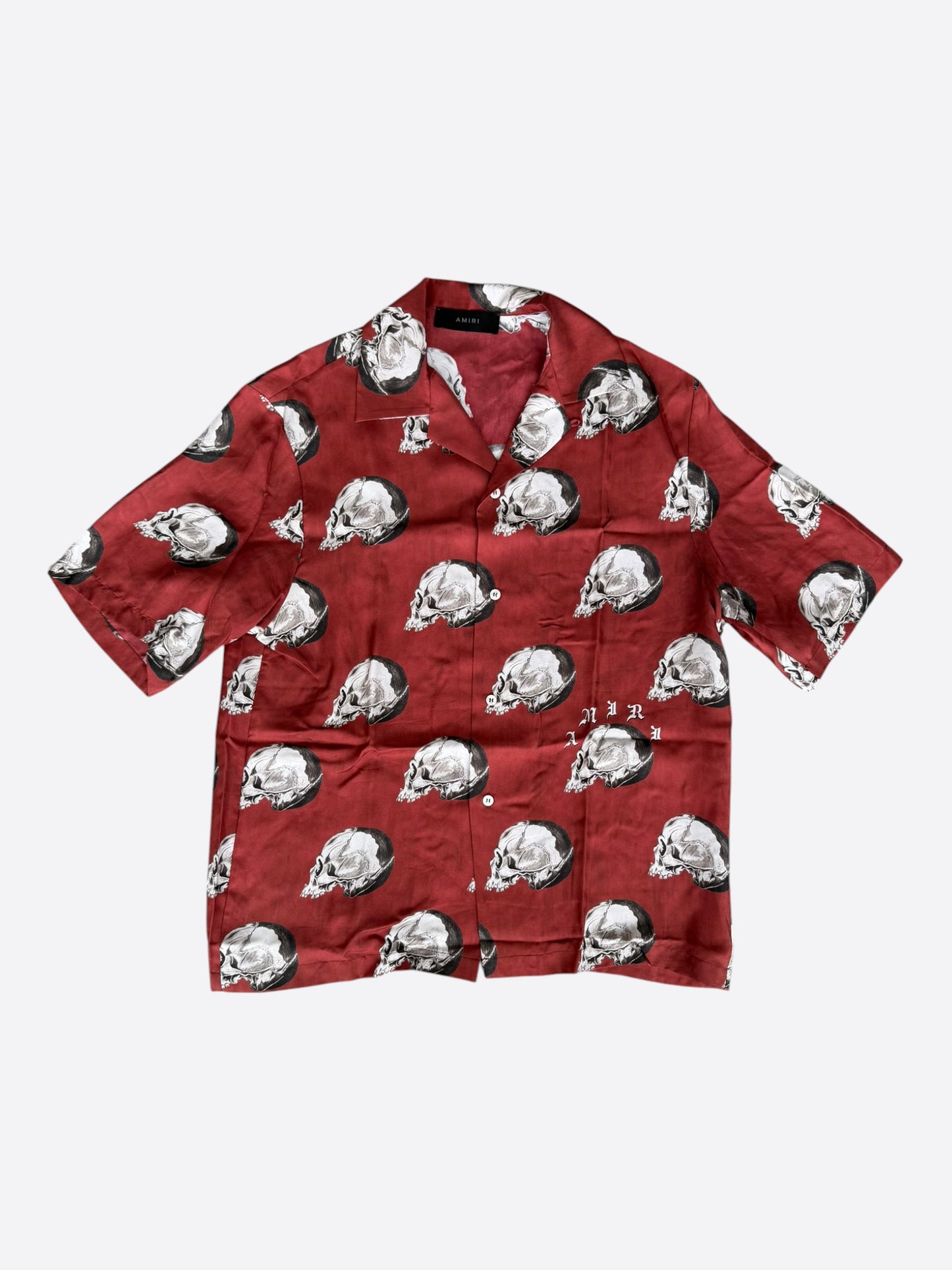 Amiri Red Skulls Silk Button Up Shirt