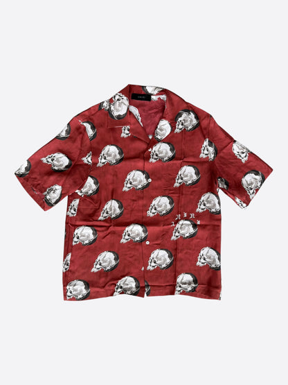 Amiri Red Skulls Silk Button Up Shirt