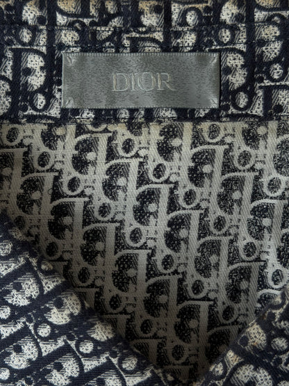 Dior White & Blue Oblique Button Up Shirt