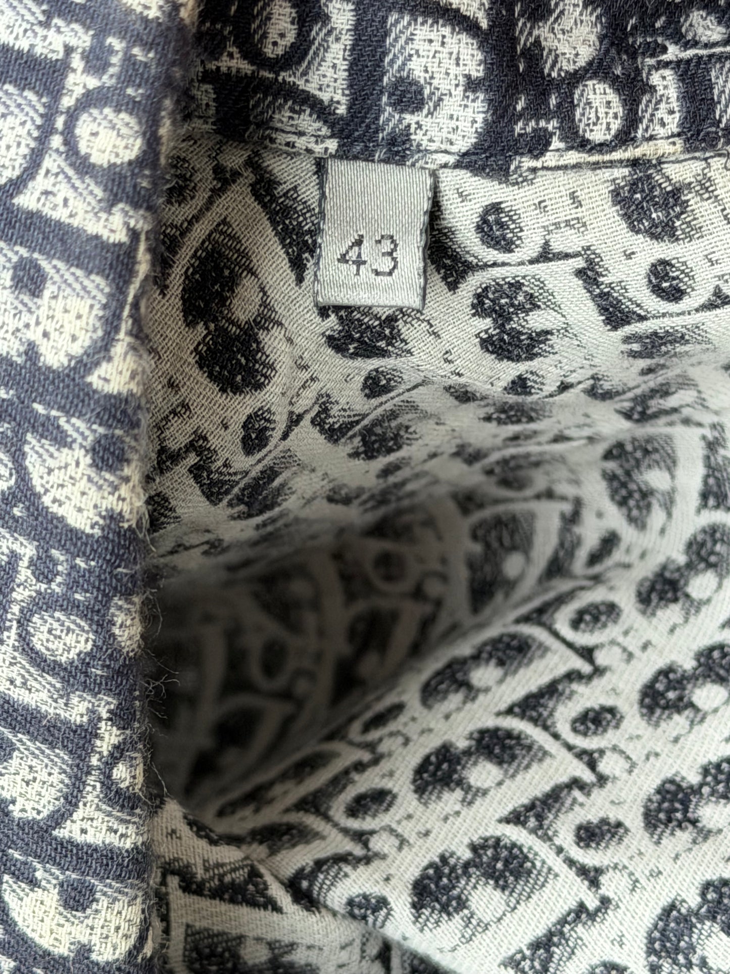 Dior White & Blue Oblique Button Up Shirt