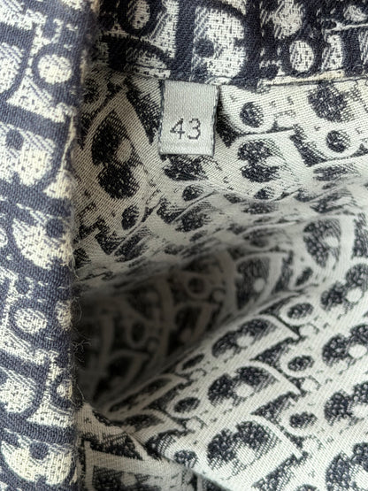 Dior White & Blue Oblique Button Up Shirt