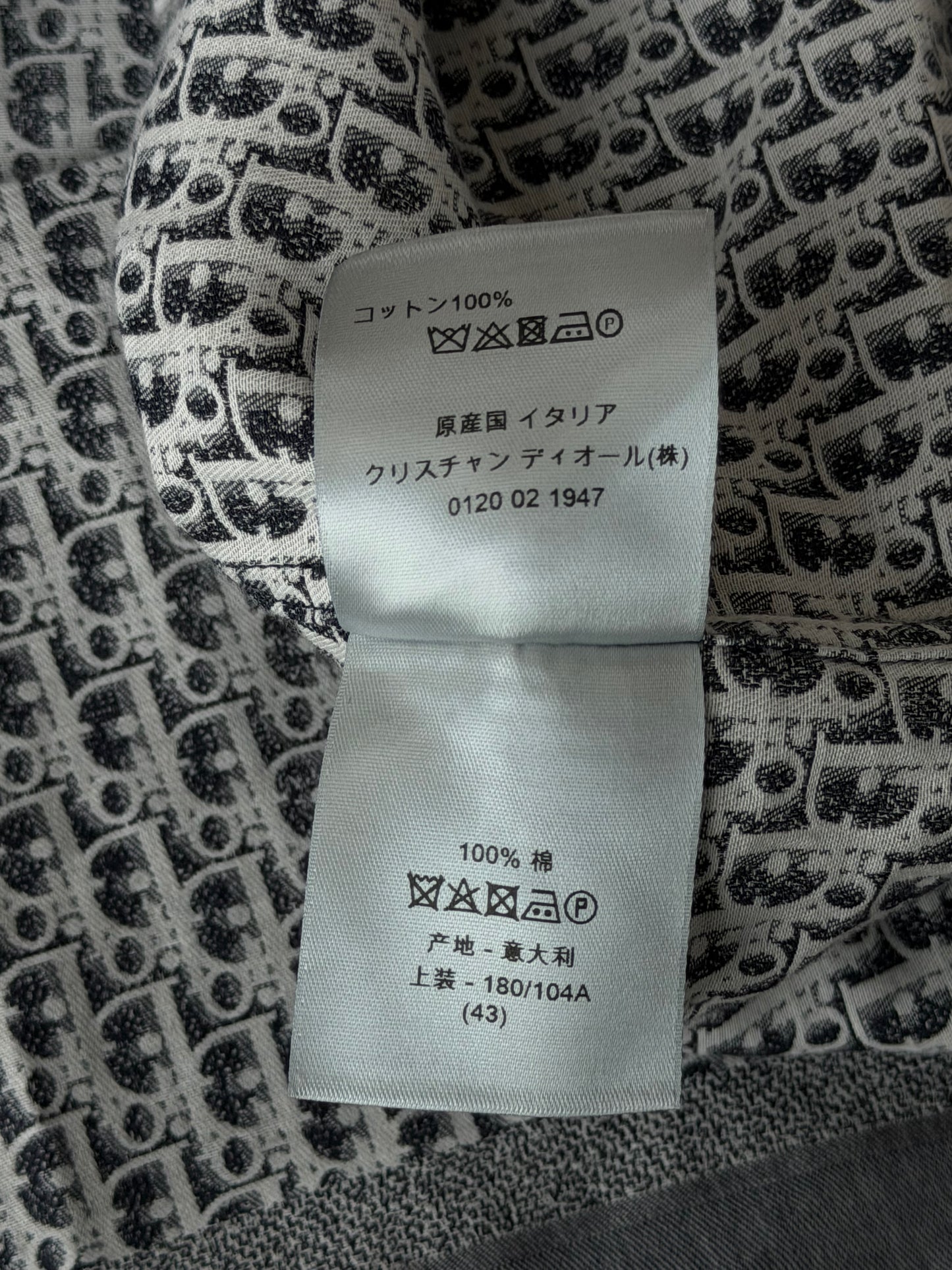 Dior White & Blue Oblique Button Up Shirt