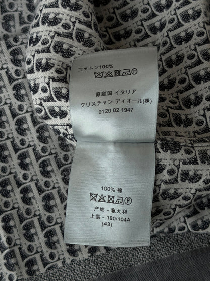 Dior White & Blue Oblique Button Up Shirt