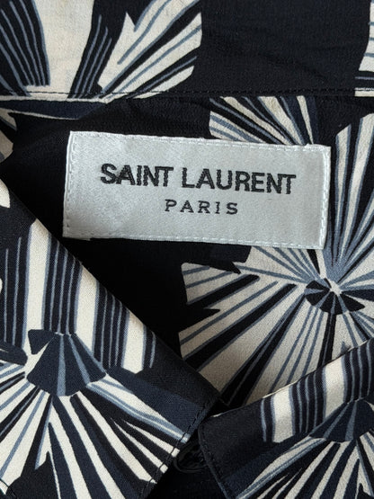 Saint Laurent Black & White Origami Silk Button Up Shirt