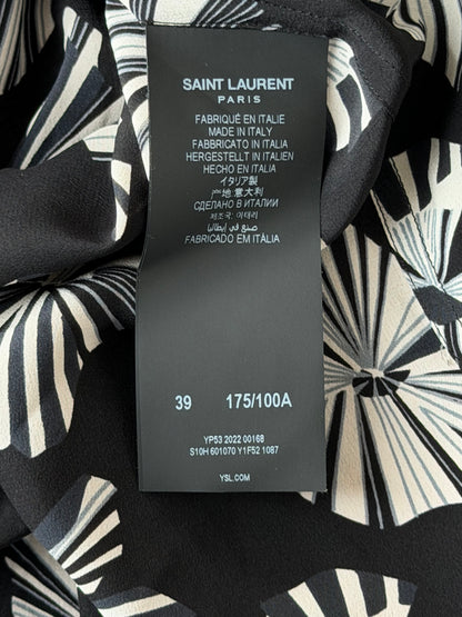 Saint Laurent Black & White Origami Silk Button Up Shirt