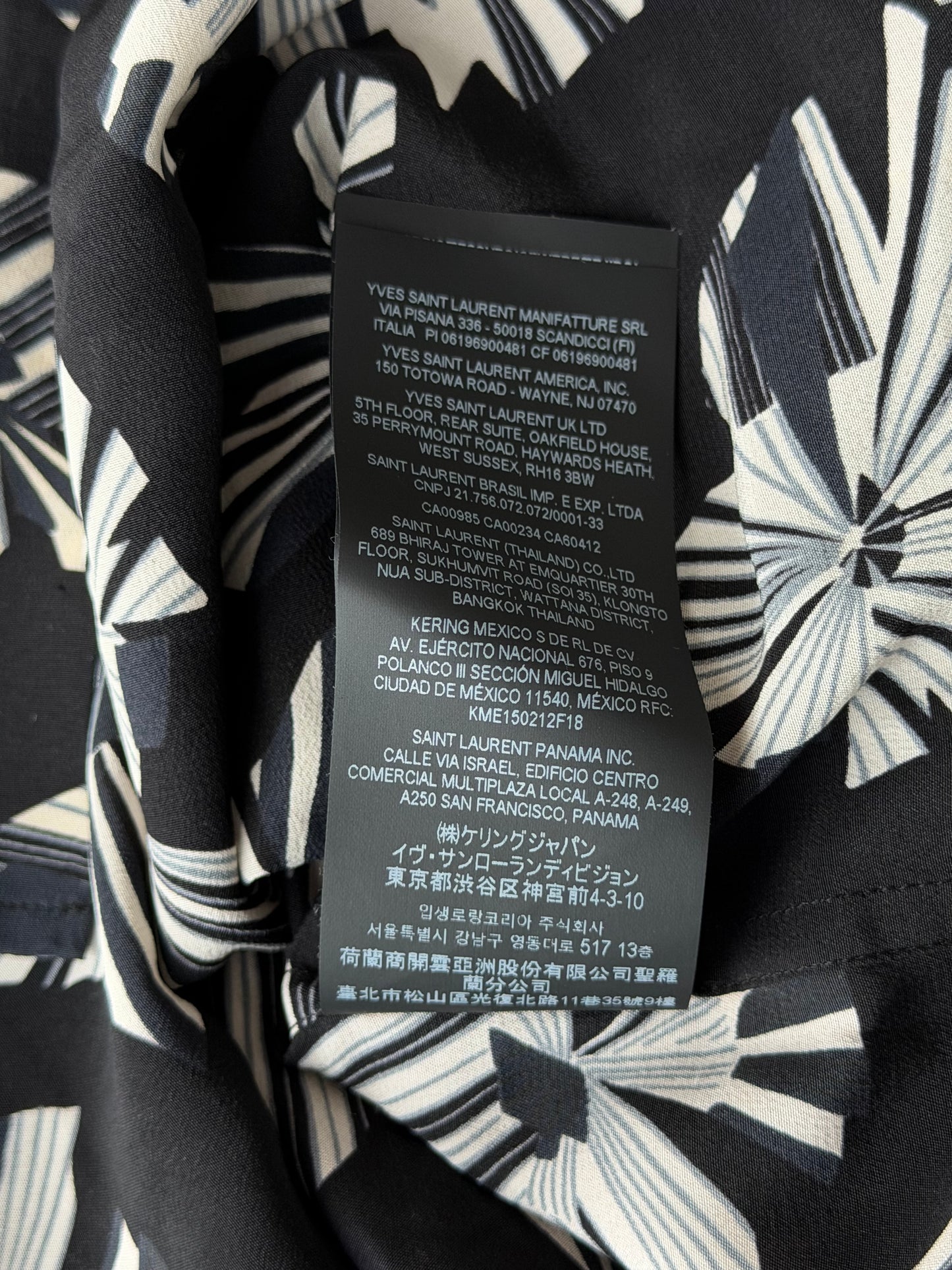 Saint Laurent Black & White Origami Silk Button Up Shirt