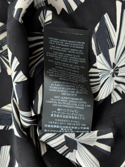 Saint Laurent Black & White Origami Silk Button Up Shirt