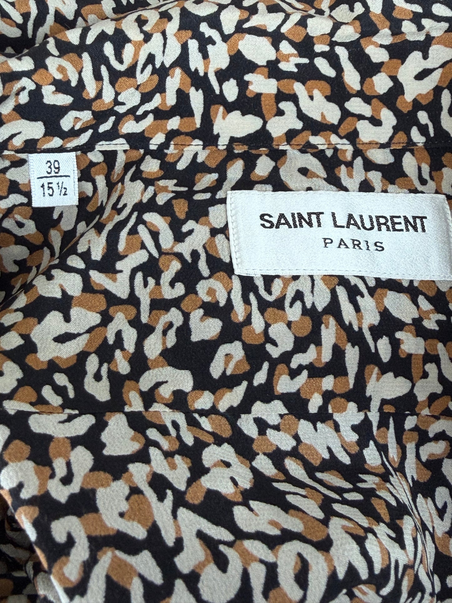 Saint Laurent Leopard Silk Button Up Shirt