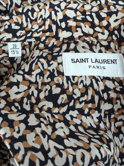 Saint Laurent Leopard Silk Button Up Shirt
