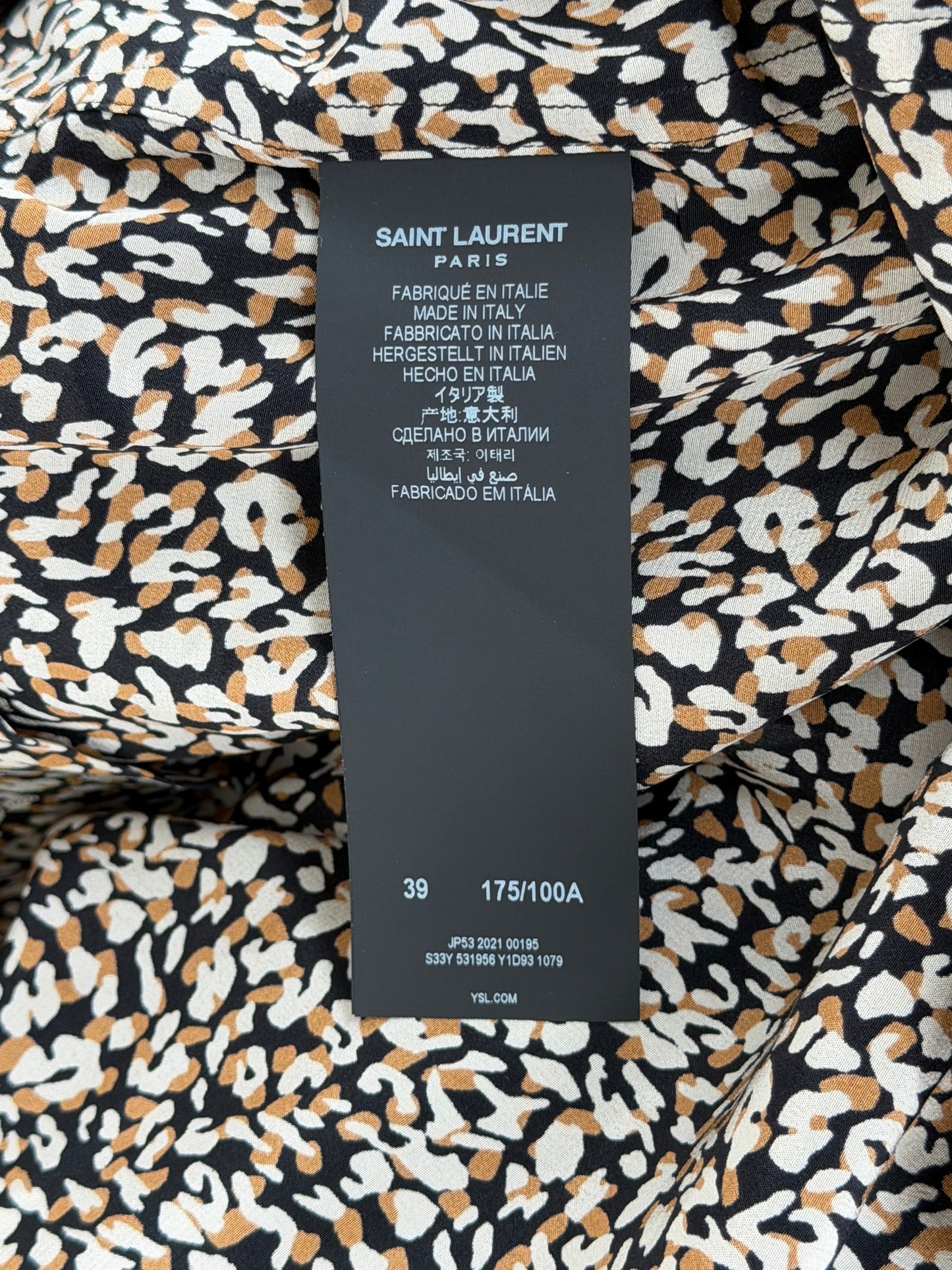 Saint Laurent Leopard Silk Button Up Shirt