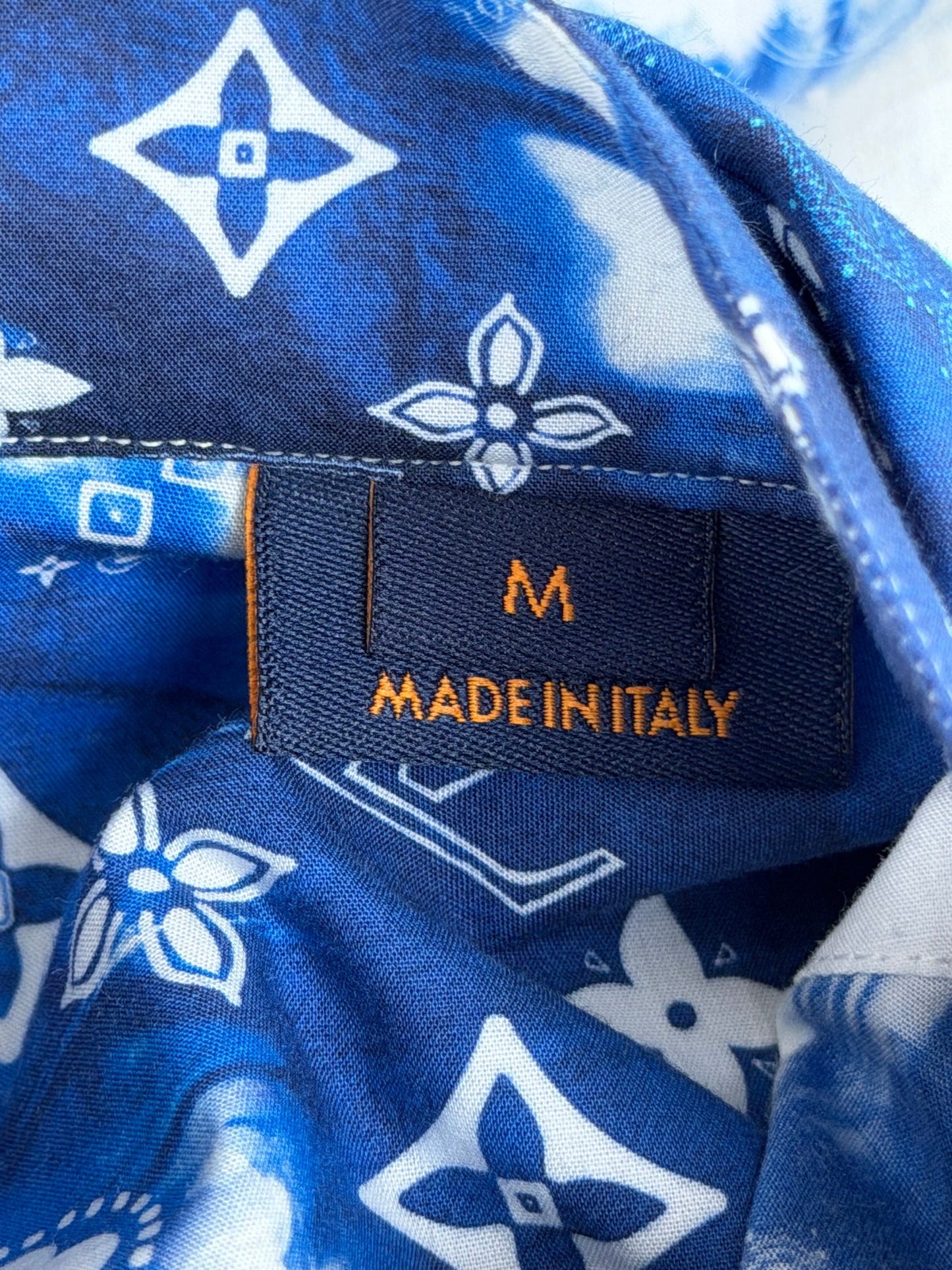 Louis Vuitton Blue Bleached Bandana Monogram Button Up Shirt