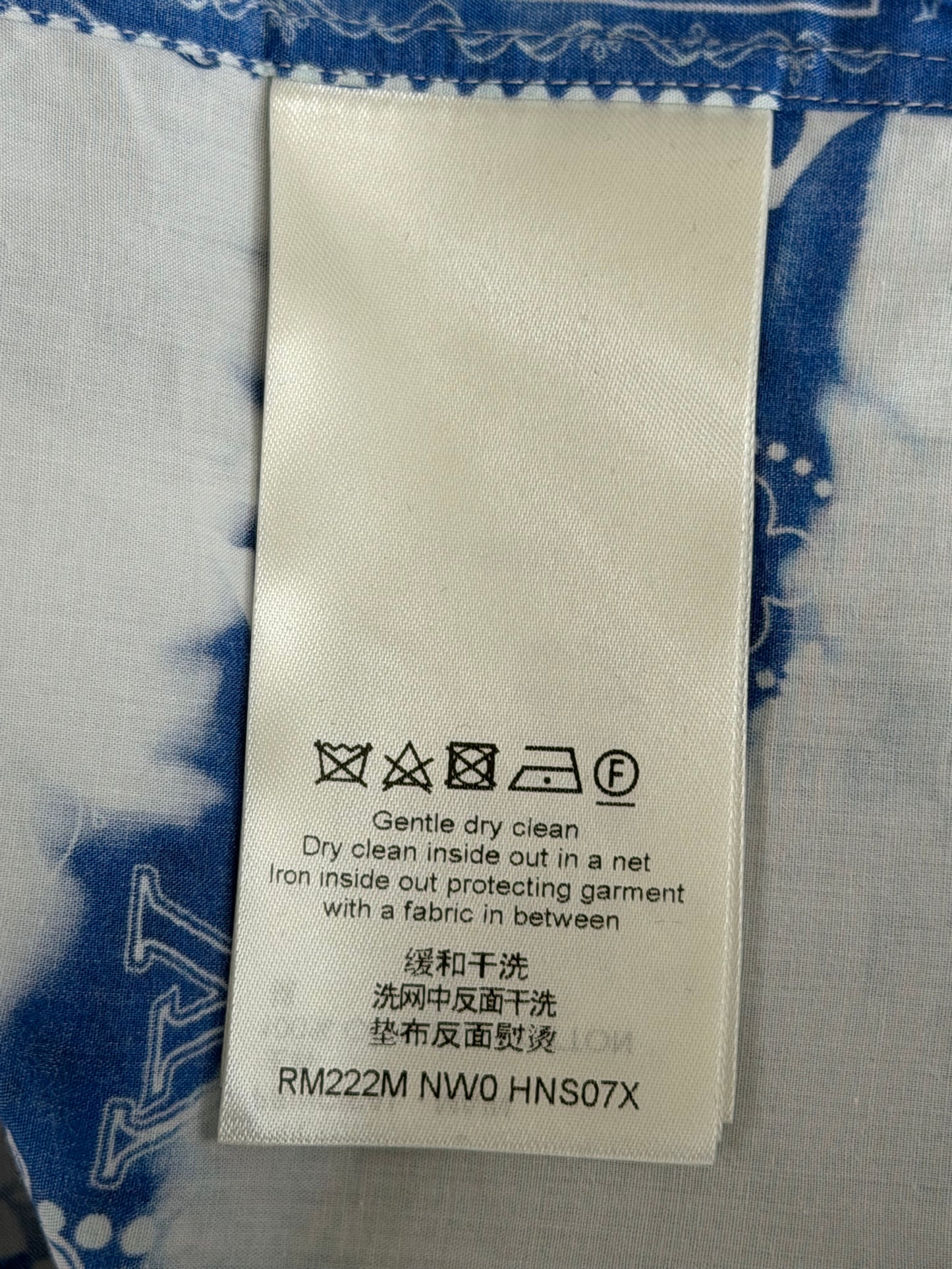 Louis Vuitton Blue Bleached Bandana Monogram Button Up Shirt