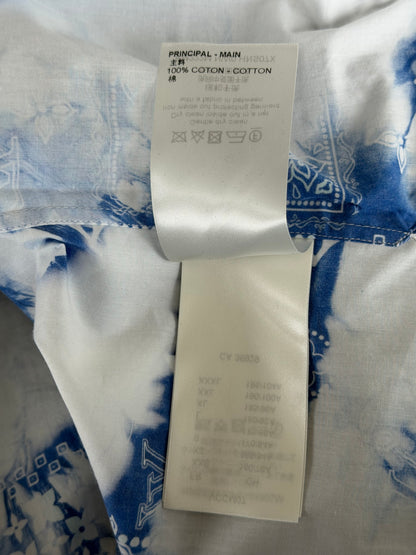 Louis Vuitton Blue Bleached Bandana Monogram Button Up Shirt
