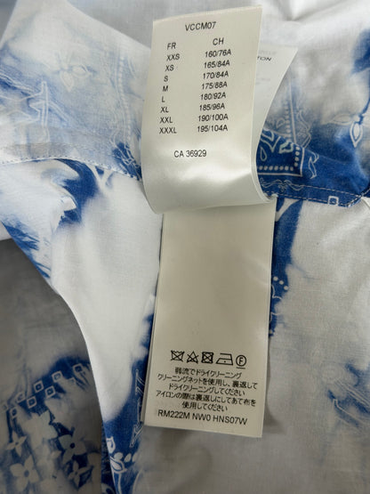 Louis Vuitton Blue Bleached Bandana Monogram Button Up Shirt