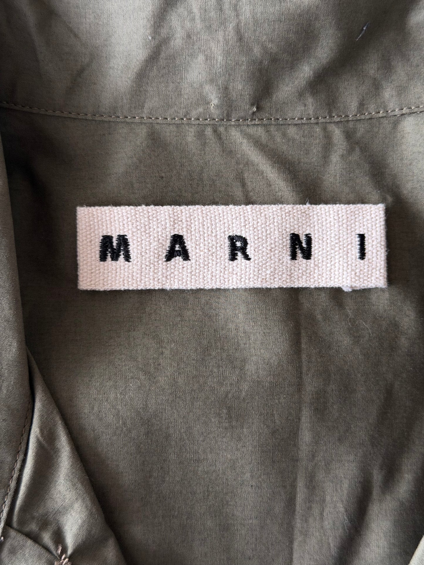 Marni Green Embroidered Logo Button Up Shirt