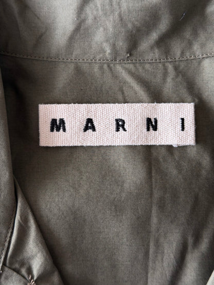 Marni Green Embroidered Logo Button Up Shirt